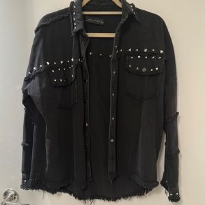 Zara Oversized Black Silver Studded Shacket!